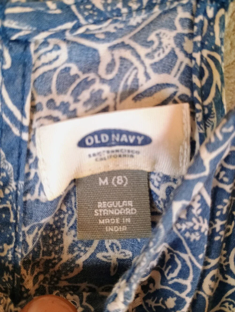 Old Navy Girls Sleeveless Blue and White Floral Paisley Jumper Size Medium EUC
